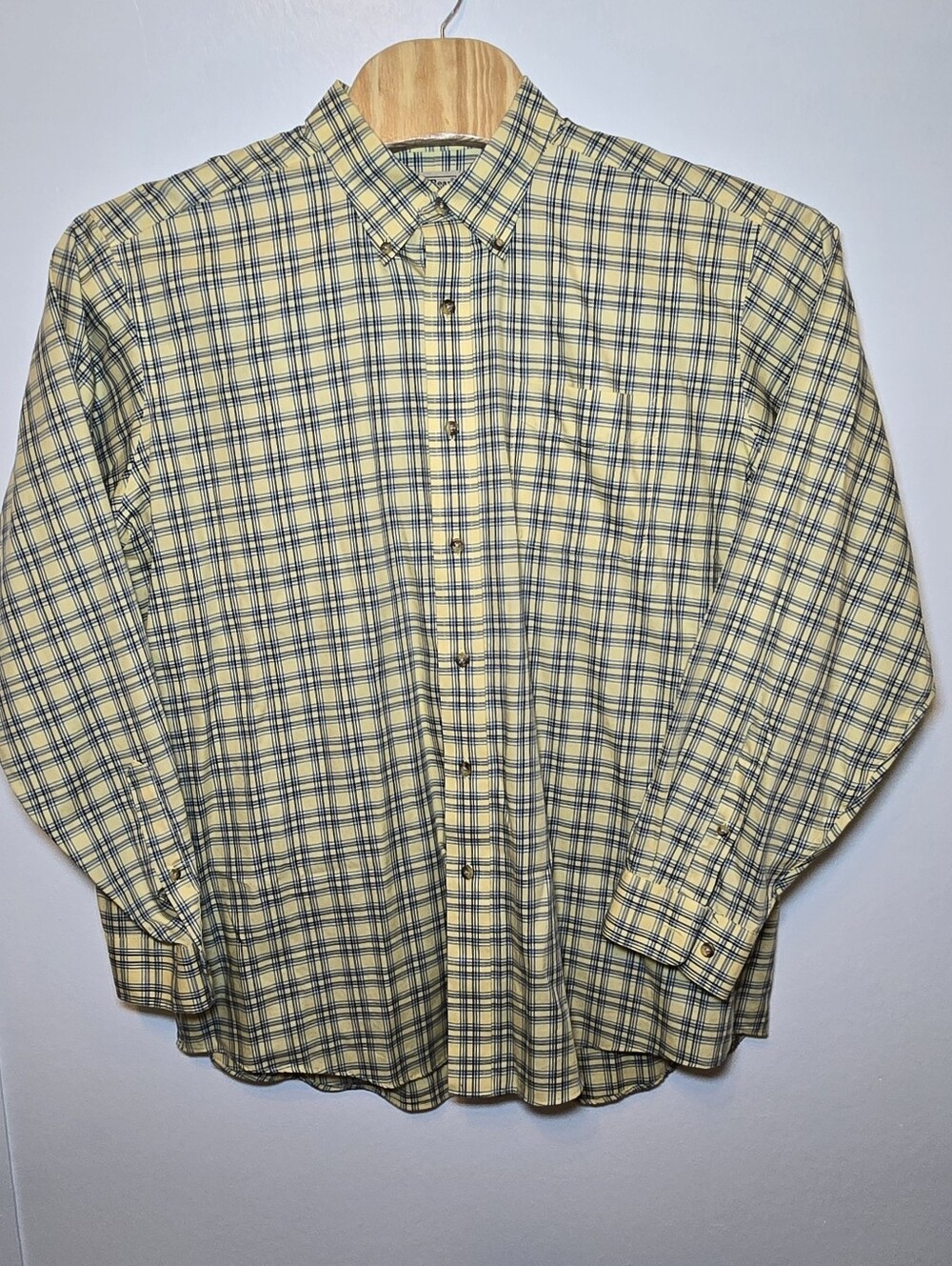 NWOT L.L.Bean Mens XL Long  Sleeve Button Down Shirt Tartan  Plaid Yellow Blue
